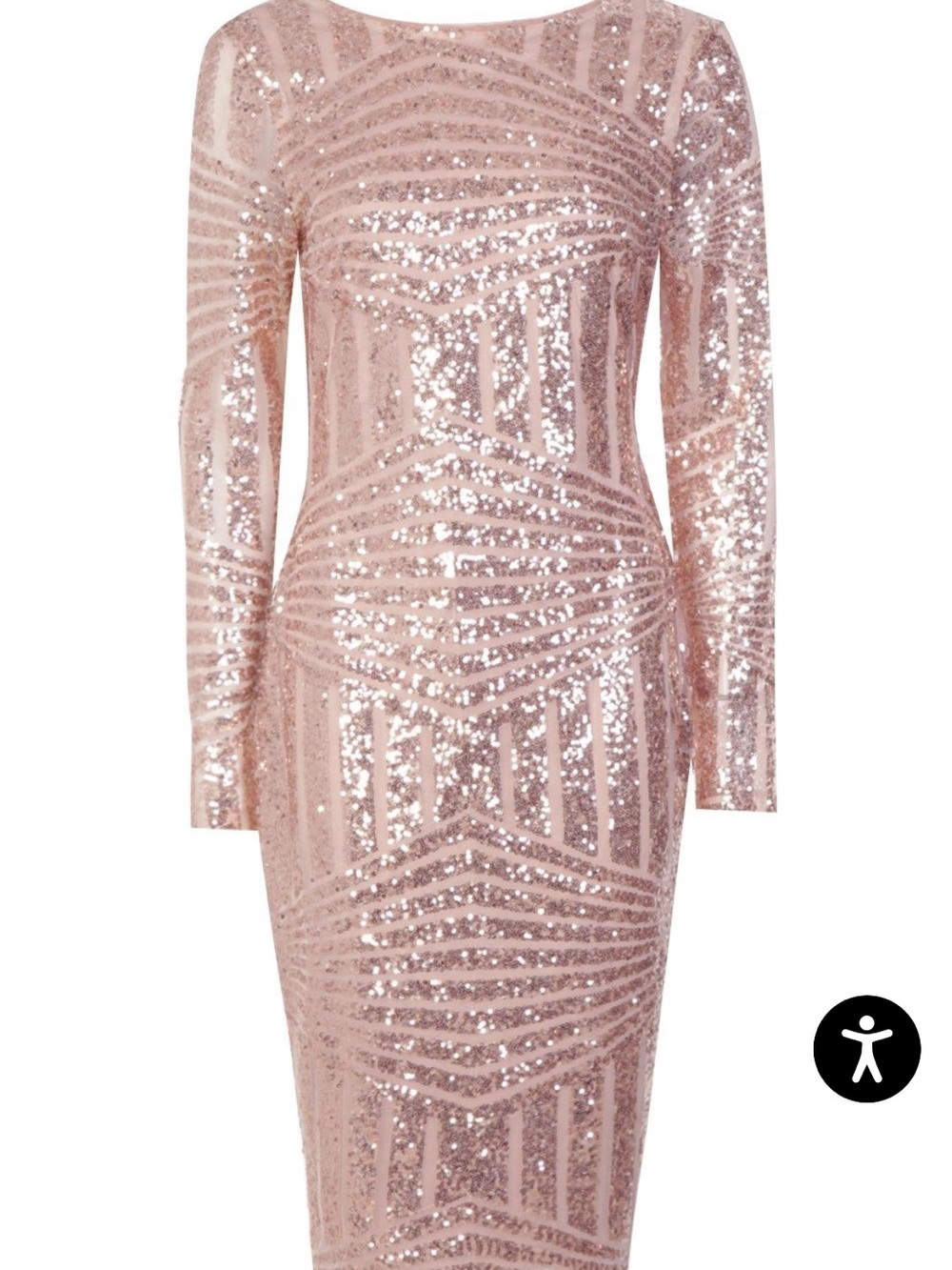 Boohoo Rose Gold Sequin Long-Sleeve Bodycon Dress